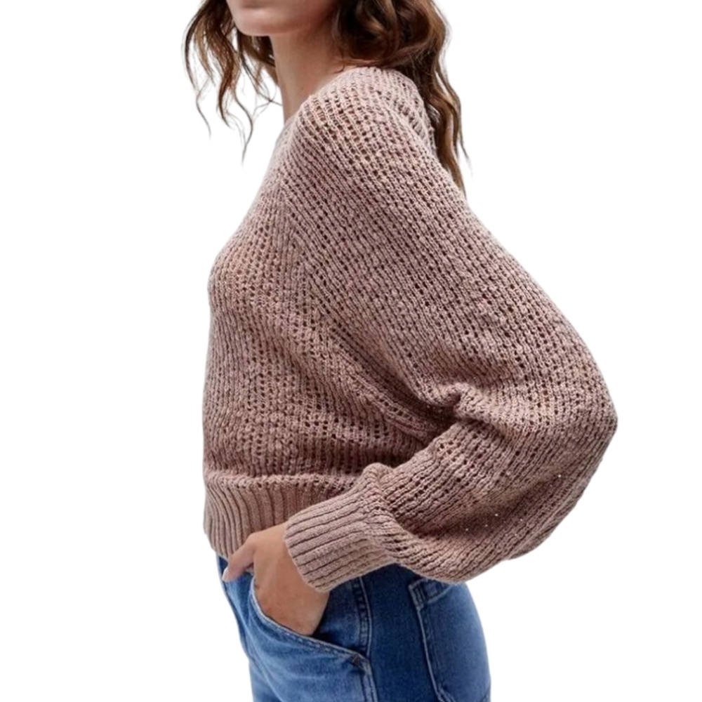 Billabong Tan Wide Knit Boxy SweaterBillabong Tan Wide Knit Boxy Sweater - Picture 2 of 8